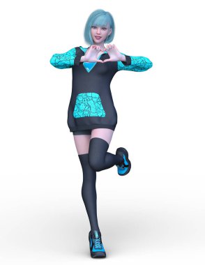 3D cg işleme bir kostüm kız