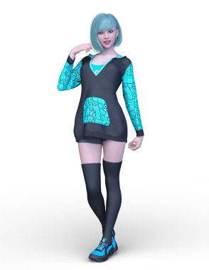 3D cg işleme bir kostüm kız