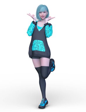 3D cg işleme bir kostüm kız