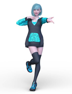 3D cg işleme bir kostüm kız
