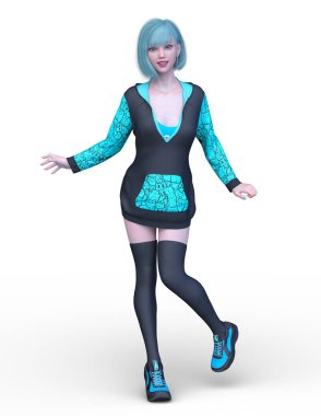 3D cg işleme bir kostüm kız