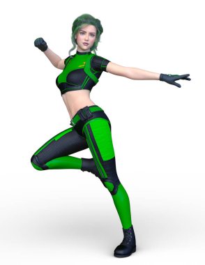 3D cg işleme bir kostüm kız