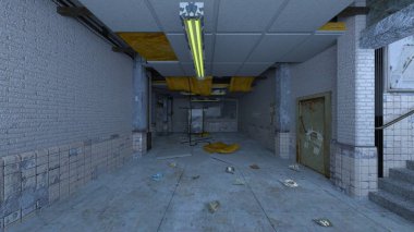 Terk edilmiş binanın 3d Cg render