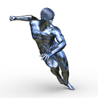 Gümüş adam heykeli 3d Cg render