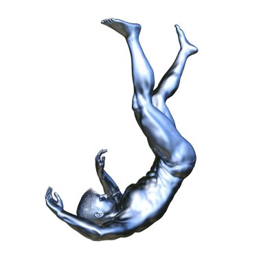 Gümüş adam heykeli 3d Cg render