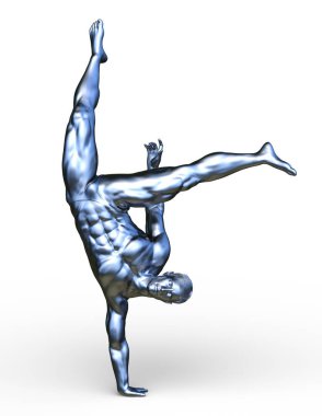 Gümüş adam heykeli 3d Cg render