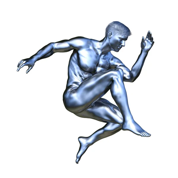 Rendering Van Zilveren Man Standbeeld — Stockfoto
