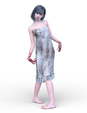 3D CG rendering of Bloodless girl clipart