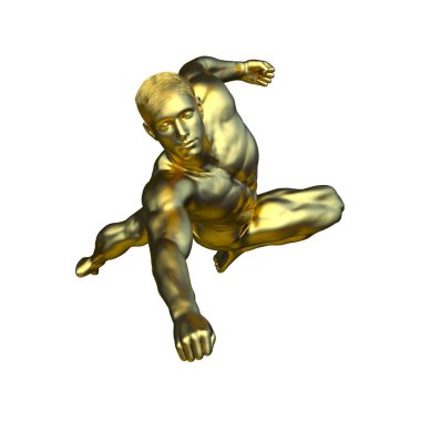 altın adam heykelinin 3D cg işleme