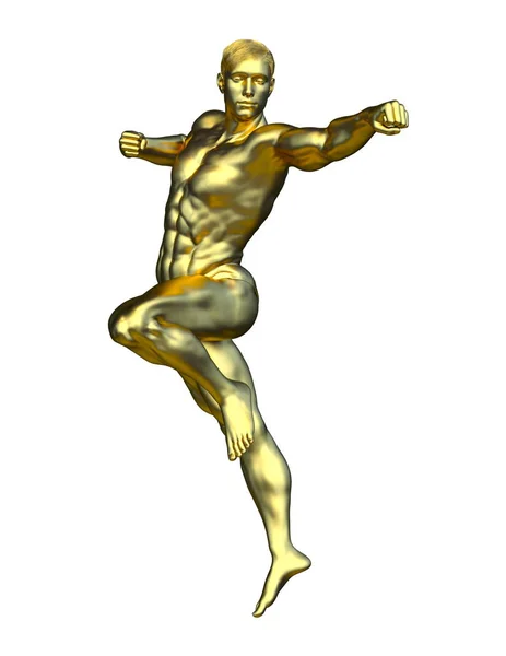 Rendering Von Gold Mann Statue — Stockfoto