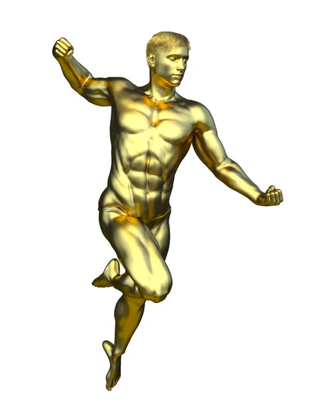 Rendering Von Gold Mann Statue — Stockfoto