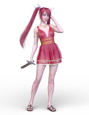 3D cg işleme bir kostüm kız