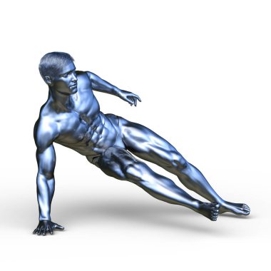 Gümüş adam heykeli 3d Cg render