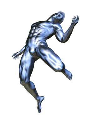 Gümüş adam heykeli 3d Cg render