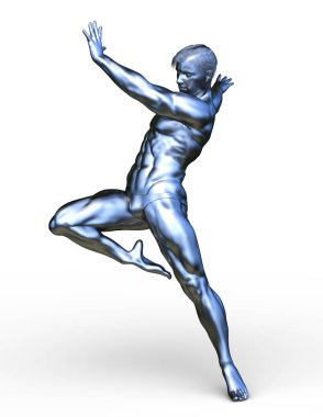 Gümüş adam heykeli 3d Cg render