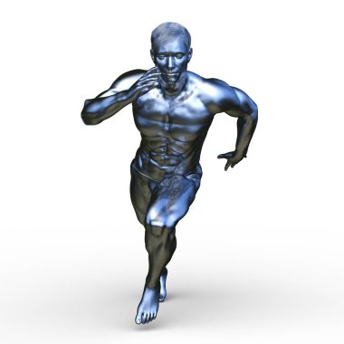 Gümüş adam heykeli 3d Cg render