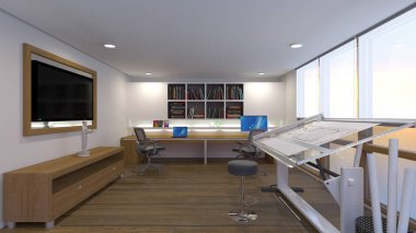 3D cg işleme Modern bina ofis