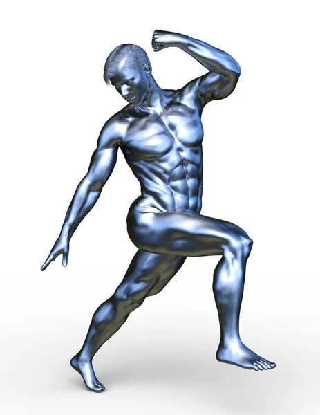 Rendering Silver Man Statue — Stock Photo, Image