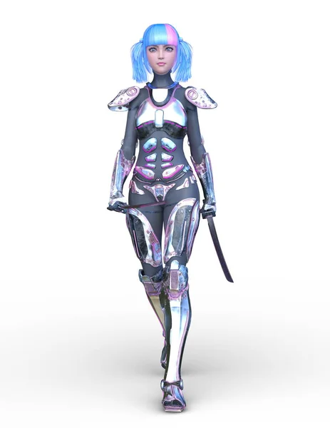 Rendering Cyber Woman — Stock Photo, Image