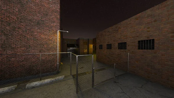 Rendering Alley Back — Stock Photo, Image