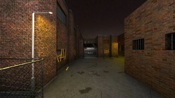 Rendering Alley Back — Stock Photo, Image