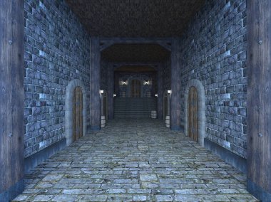 Kale koridorunun 3d Cg render