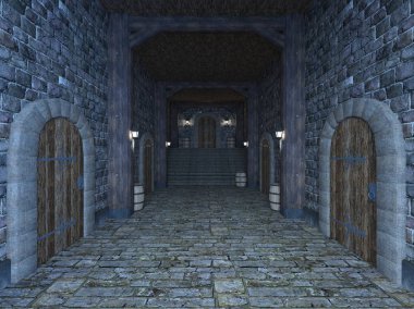 Kale koridorunun 3d Cg render