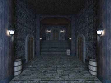 Kale koridorunun 3d Cg render