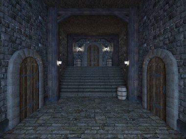 Kale koridorunun 3d Cg render