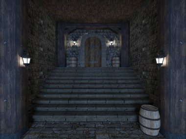 Kale koridorunun 3d Cg render