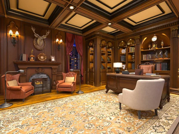 3D CG rendering of reading room