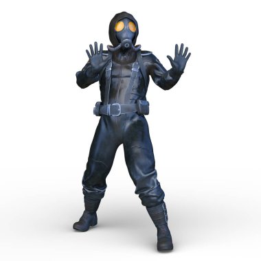 Gaz maskesi adam 3d Cg render