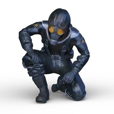 Gaz maskesi adam 3d Cg render