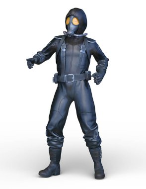 Gaz maskesi adam 3d Cg render