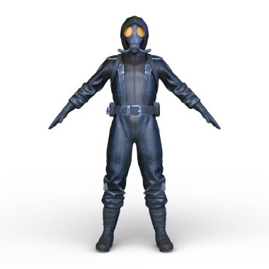 Gaz maskesi adam 3d Cg render