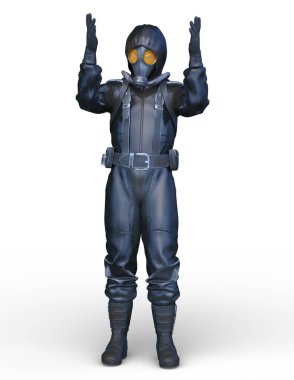 Gaz maskesi adam 3d Cg render