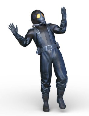 Gaz maskesi adam 3d Cg render