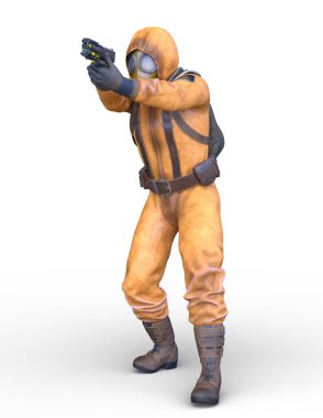 Gaz maskesi adam 3d Cg render