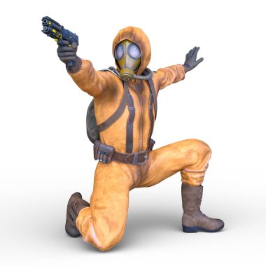 Gaz maskesi adam 3d Cg render