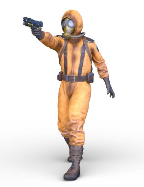 Gaz maskesi adam 3d Cg render