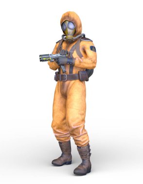 Gaz maskesi adam 3d Cg render