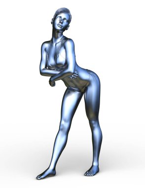 Gümüş kadın 3d Cg render