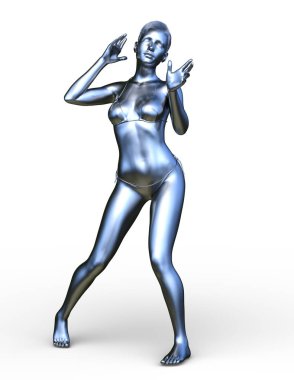 Gümüş kadın 3d Cg render