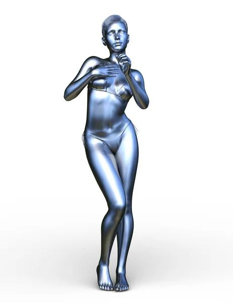 Rendering Silver Woman — Stockfoto