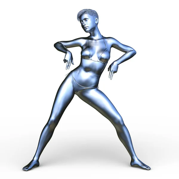 Rendering Silver Woman — Stockfoto