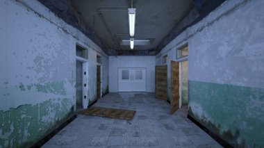 Terk edilmiş binanın 3d Cg render