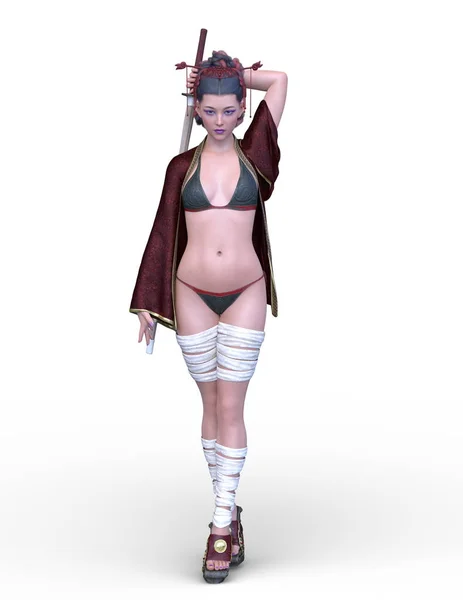 3D CG rendering of ninja woman