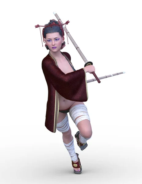 3D CG rendering of ninja woman
