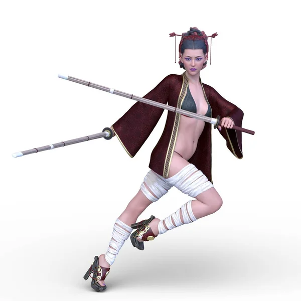 3D CG rendering of ninja woman