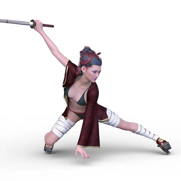 3D CG rendering of ninja woman